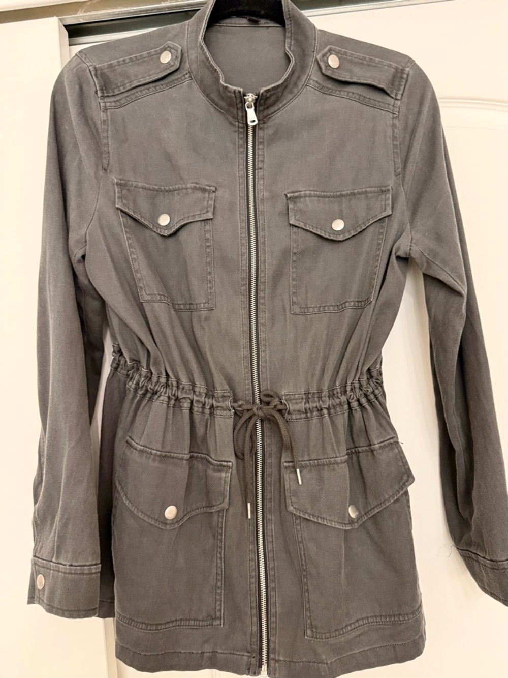 Express Women's Gray Drawstring Utility Jacket